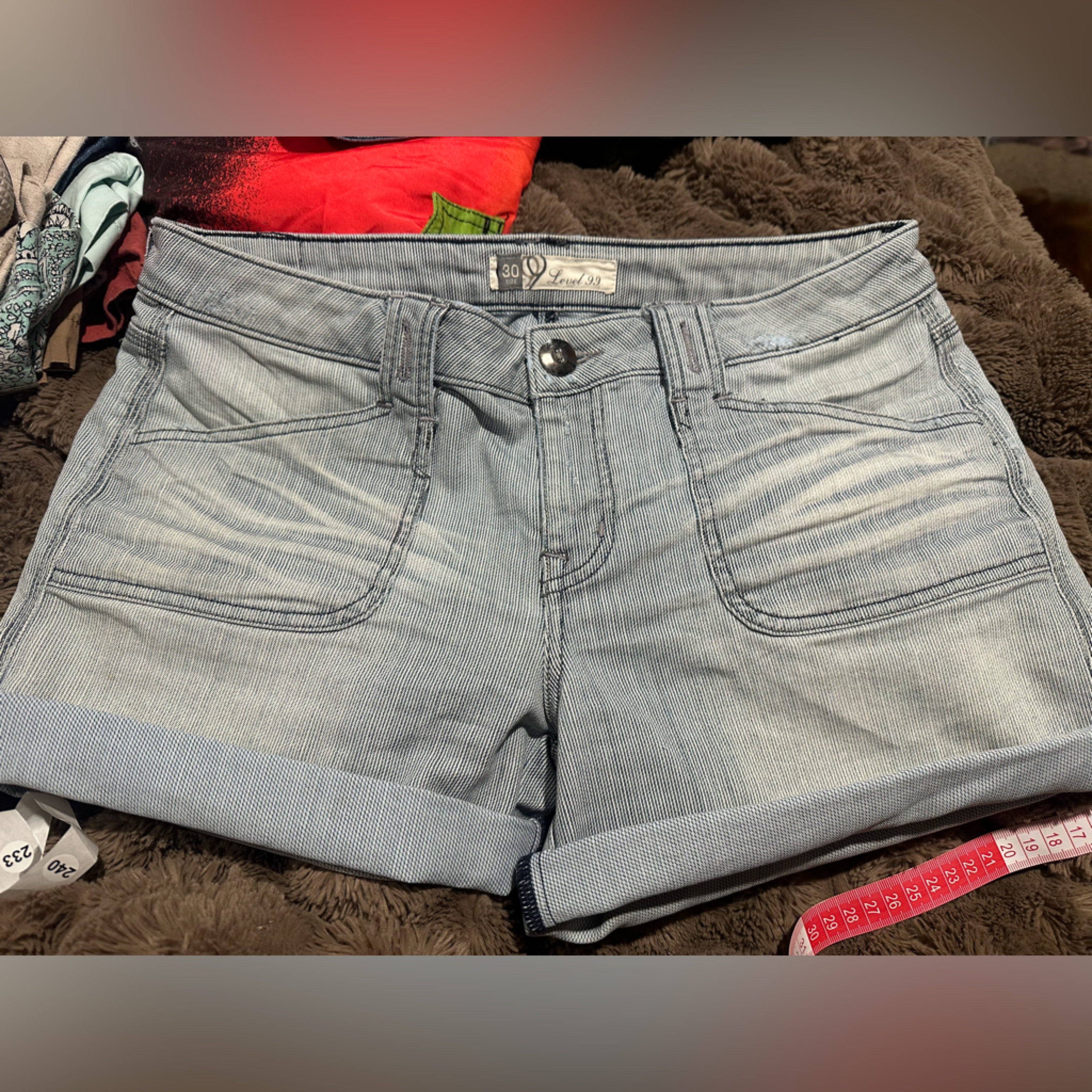 Level 99 Light Blue Denim Shorts